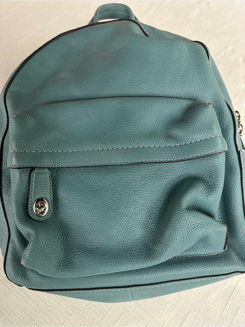 COACH Light Aqua Blue Pebble Leather Campus Backpack Bag 14468